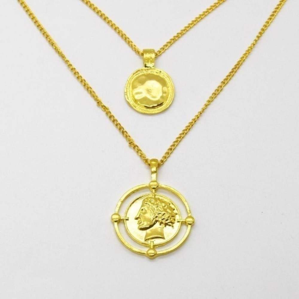 Boho Gold Layered Coin Necklace